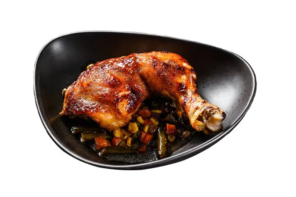 Gotowane Pieczone Udka Kurczaka Grillowane Mięso Odizolowany Białym Tle Widok — Zdjęcie stockowe