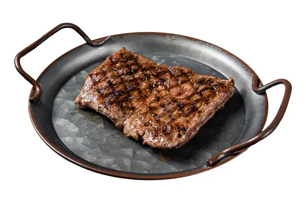 可供选择的牛排 烤牛排或砍刀牛肉肉 被白色背景隔离 顶部视图 — 图库照片