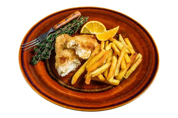 Fish Chips Fast Food Britannique Avec Frites Sauce Tartare Sur Images De Stock Libres De Droits