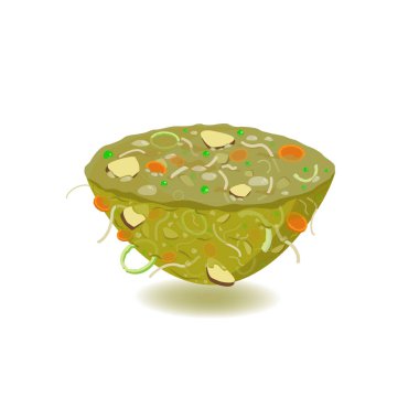 Çeşitli malzemelerle karışık sebze çorbası.