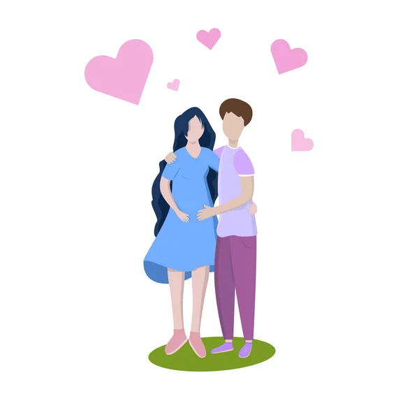 Joyeux Jeune Couple Amoureux Illustration Illustration — Image vectorielle