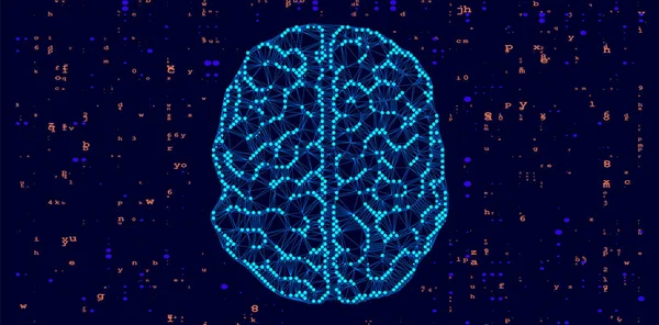 Visualización Del Cerebro Humano Concepto Futurista Inteligencia Artificial Cibermente Estética — Vector de stock