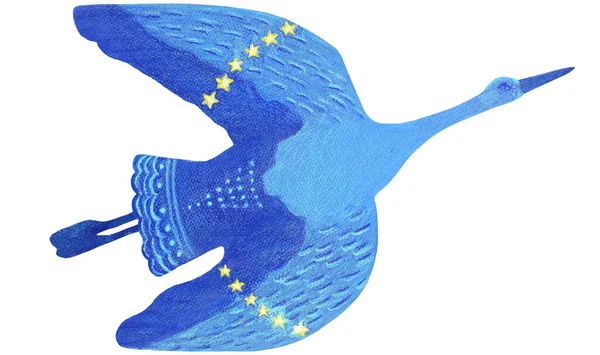 Uçan Mavi Kuş Barış Sembolü Savaş Konsepti Yok Çizimi — Stok fotoğraf
