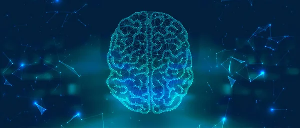 Wizualizacja Ludzkiego Mózgu Futurystyczna Koncepcja Sztucznej Inteligencji Estetyka Cyberumysłu — Wektor stockowy