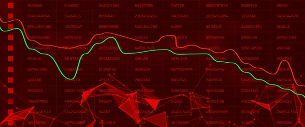 Kırmızı Arkaplanda Aşağı Grafiği Hisse Krizi Veya Finans Kavramı — Stok Vektör