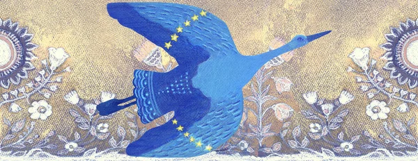 Uccello Volante Blu Simbolo Pace Nessun Concetto Guerra Disegnato Mano — Foto Stock