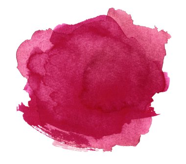 Hand painted brush strokes. Viva Magenta watercolor spots isolated on white