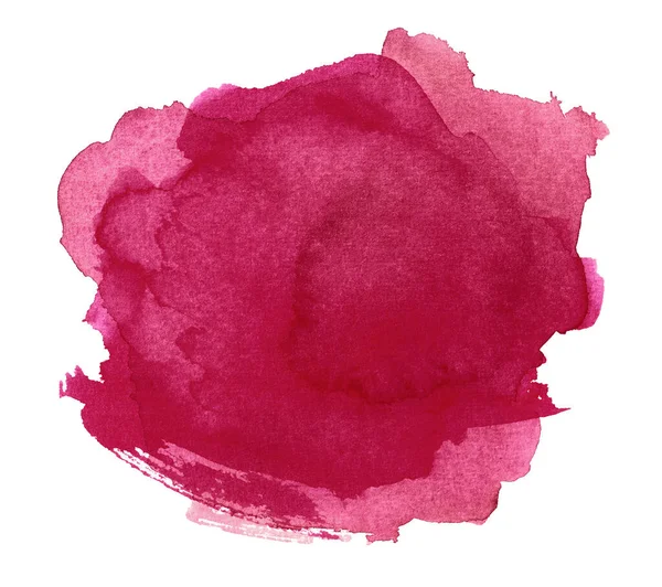 Hand Painted Brush Strokes Viva Magenta Watercolor Spots Isolated White — стоковое фото
