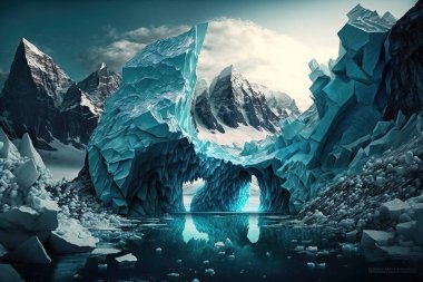 Climate Change Generative Iluustration. Antarctic Melting Glacier