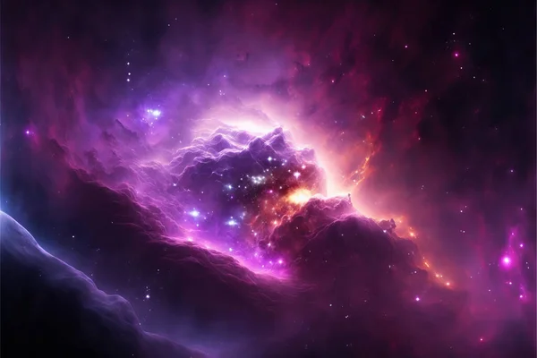 Purple and violet space with stars. Fantasy galaxy