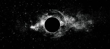 Black hole ink illustration. Space galaxy