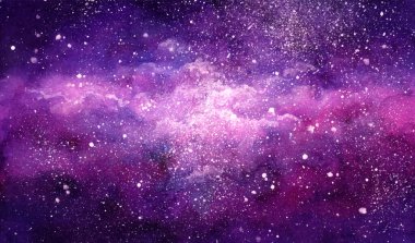 Vector cosmic illustration. Beautiful colorful space background. Watercolor clipart