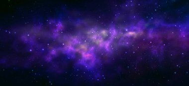 Space background with realistic nebula and shining stars. Magic colorful galaxy