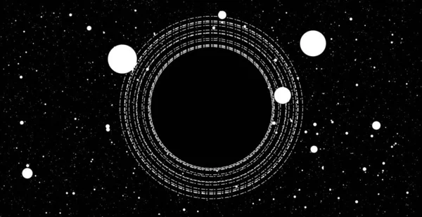 Black Hole Ink Illustration Space Galaxy — Stock vektor