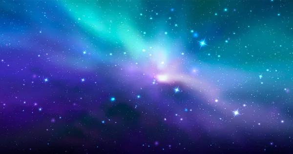 Fundo Vetorial Espacial Com Nebulosa Realista Estrelas Brilhantes Galáxia Mágica —  Vetores de Stock