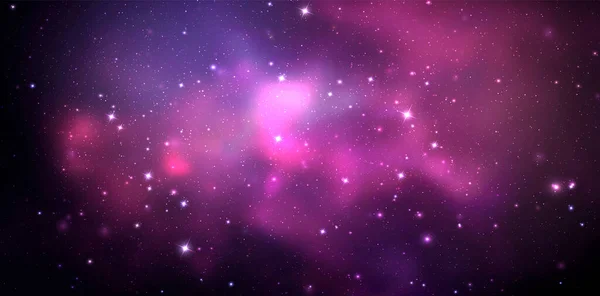 現実的な星雲や輝く星を持つ宇宙ベクトル背景 魔法のようなカラフルな銀河 — ストックベクタ