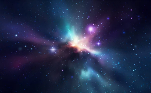 Fundo Vetorial Espacial Com Nebulosa Realista Estrelas Brilhantes Galáxia Mágica — Vetor de Stock