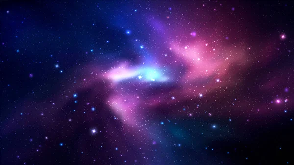 現実的な星雲や輝く星を持つ宇宙ベクトル背景 魔法のようなカラフルな銀河 — ストックベクタ
