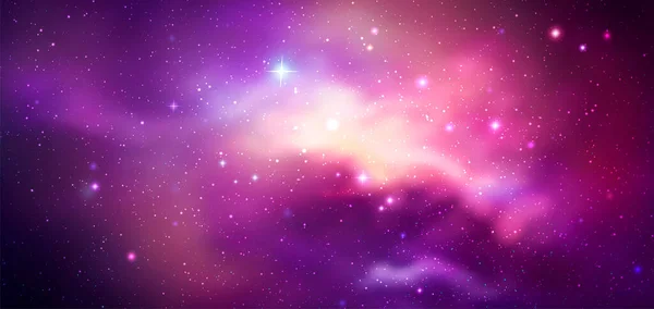 Διαστημικό Διάνυσμα Φόντο Ρεαλιστικό Νεφέλωμα Και Λαμπερά Αστέρια Μαγικός Χρωματιστός — Διανυσματικό Αρχείο