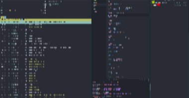 Koyu arkaplanı olan programlama konsolu. Kodlama vektörü