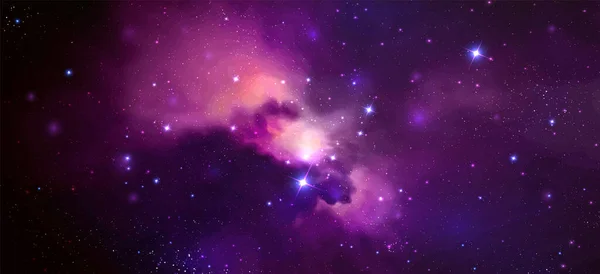 Векторная Космическая Галактика Реалистичная Иллюстрация Цветной Фон Туманности Звездами — стоковый вектор