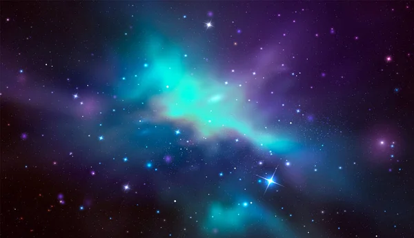 Sfondo Vettoriale Spaziale Con Nebulosa Realistica Stelle Brillanti Magica Galassia — Vettoriale Stock