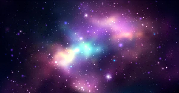 Ilustración Realista Galaxias Espaciales Vectoriales Fondo Nebulosa Colorido Con Estrellas — Vector de stock