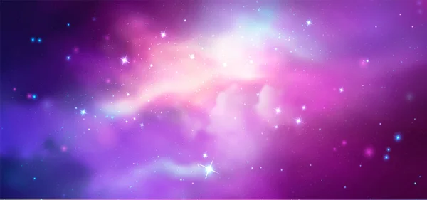 Vektör Uzayı Gerçekçi Illüstrasyon Yıldızlı Renkli Nebula Arkaplanı — Stok Vektör