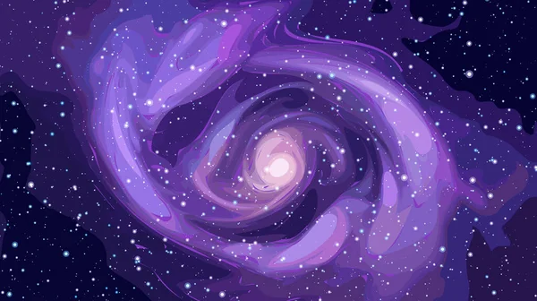 Fondo Vectorial Espacial Con Galaxia Espiral Realista Estrellas — Vector de stock