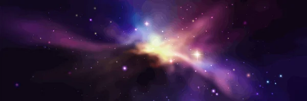 Векторная Космическая Галактика Реалистичная Иллюстрация Цветной Фон Туманности Звездами — стоковый вектор