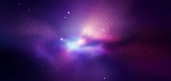 ベクトル空間銀河の現実的なイラスト 星のあるカラフルな星雲背景 — ストックベクタ