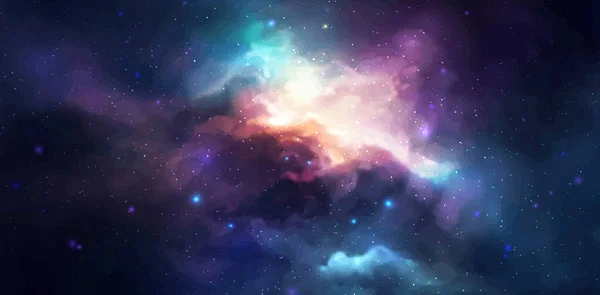 Vector Space Galaxy Realistic Illustration Colorful Nebula Background Stars — Stock Vector