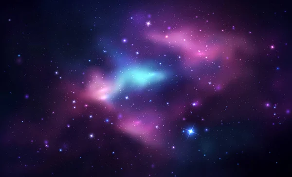Fondo Vectorial Espacial Con Nebulosa Realista Estrellas Brillantes Galaxia Mágica — Archivo Imágenes Vectoriales