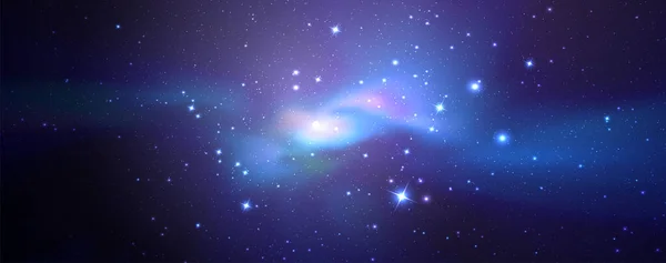 Illustrazione Realistica Della Galassia Spaziale Vettoriale Nebulosa Sfondo Colorato Con — Vettoriale Stock
