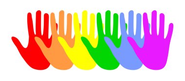 Colorful Rainbow Hands Set. Pride Flag clipart