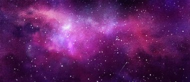 Vektör kozmik çizim. Güzel renkli bir arka plan. Suluboya