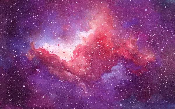 Vektorns Kosmiska Illustration Vackra Färgglada Utrymme Bakgrund Akvarell — Stock vektor