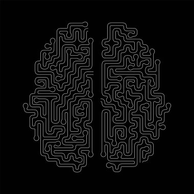 Labirent veya Labirent Geometrik Vektör Tasarımı. Fikir ya da Karar Verme Konsepti