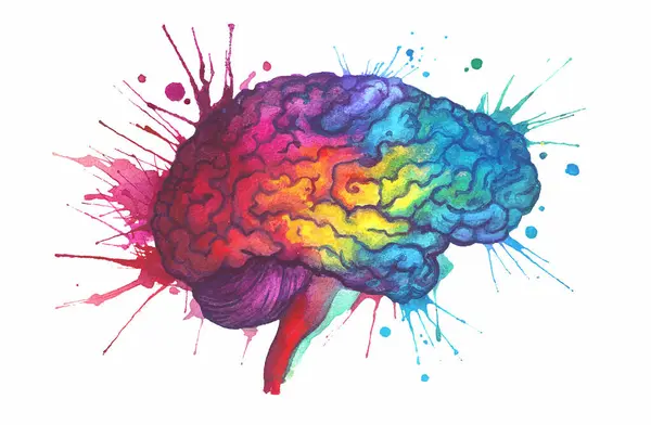 Vector Acuarela Cerebro Creatividad Concepto Ilustración — Vector de stock