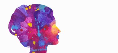 Soyut suluboya ile insan baş siluetinin vektör çizimi