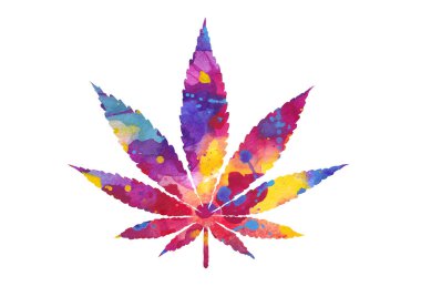 Esrar ve kenevir suluboya yaprağı