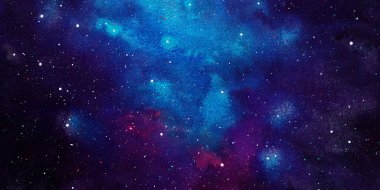 Kozmik çizim. Güzel renkli bir arka plan. Suluboya