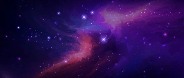 Fondo Vectorial Espacial Con Nebulosa Realista Estrellas Brillantes Galaxia Mágica — Vector de stock