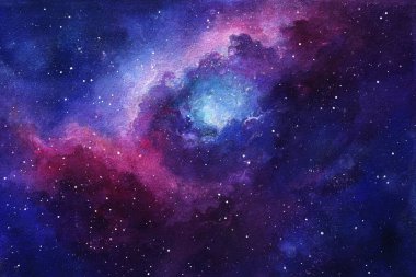 Cosmic illustration. Beautiful colorful space background. Watercolor clipart