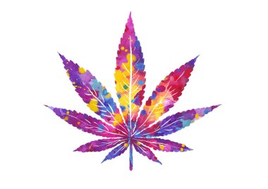 Esrar ve kenevir suluboya yaprağı