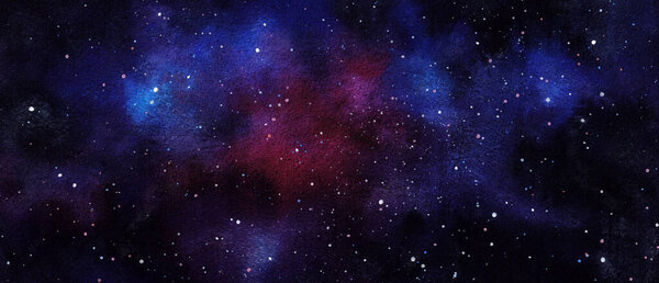 Cosmic illustration. Beautiful colorful space background. Watercolor