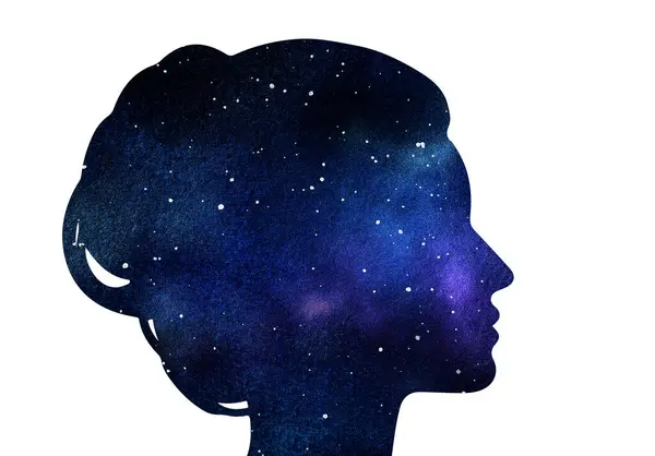 Illustration of woman head silhouette with space