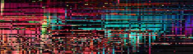 Trendy glitch pattern on dark background. Abstract vector geometric elements clipart