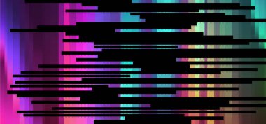 Trendy glitch pattern on dark background. Abstract vector geometric elements clipart