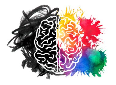 Mantıksal ve Yaratıcı Düşünce Arasındaki Karşıtlığı Açıklayan İnsan Beyni Kavramsal İllüstrasyonu